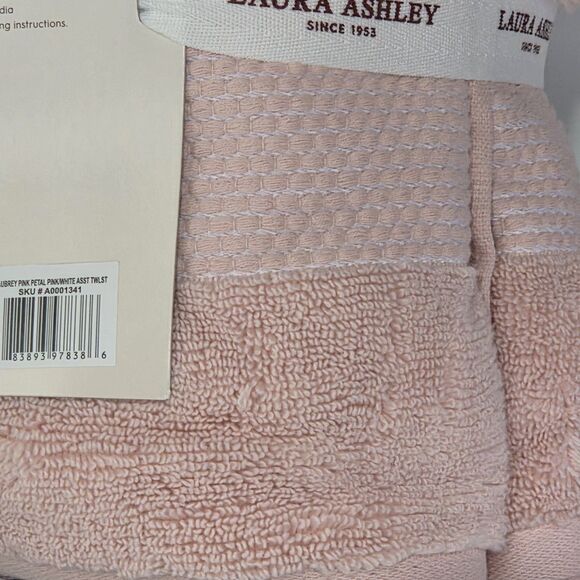 Laura Ashley 6pc Pink Petal Cotton Towel Set Zero Twist 2Bath 2Hand‎ 2Washcloths - Picture 6 of 7